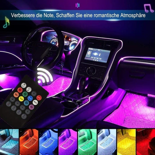 Proiectoare LED interior auto, multicolor, cu activare sonora, control wireless, rezistent la apa, 12V, telecomanda